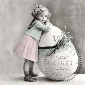 Girl with big egg