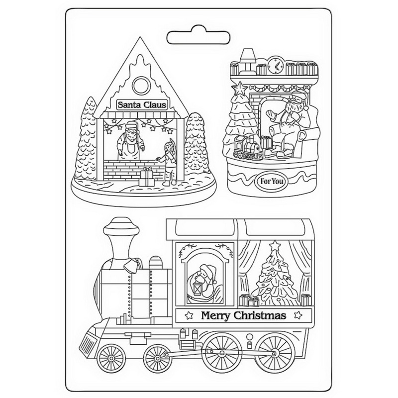 Καλούπι εύκαμπτο A5, 15x21cm, Stamperia, Santa Claus Train