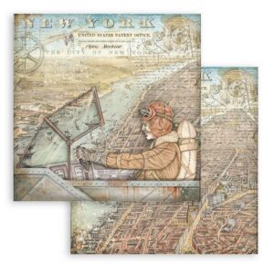Χαρτί scrapbooking διπλής όψης 30x30cm Stamperia, Sir Vagabond Aviator, New York