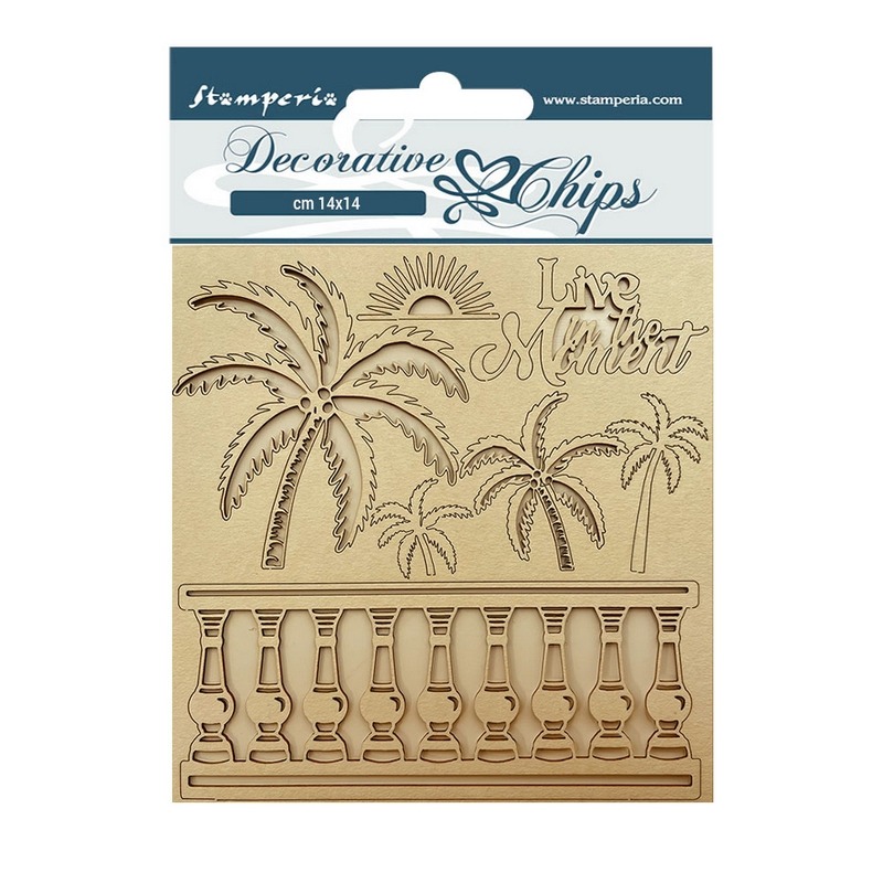 Chipboard Stamperia 14x14cm, Blue Dream, Palms