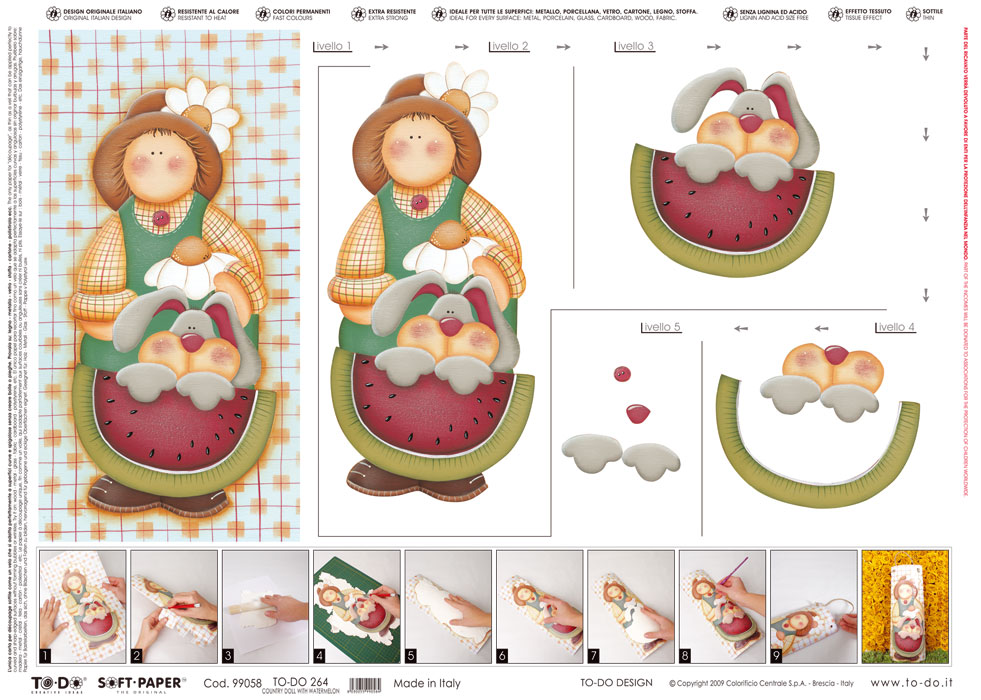 TO-DO DECOUPAGE - SOFT PAPER TECNICA A BASSORILIEVO -TEGOLE- 264 - 50X70 CM