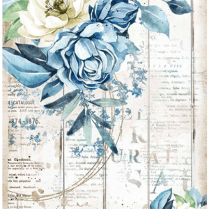 Stamperia A4 Rice Paper Packed - Romantic Sea Dream Blue Flower, DFSA4560