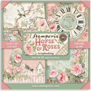 Χαρτιά scrapbooking 22τεμ μονής όψης, 20.3×20.3cm Stamperia, House of Roses