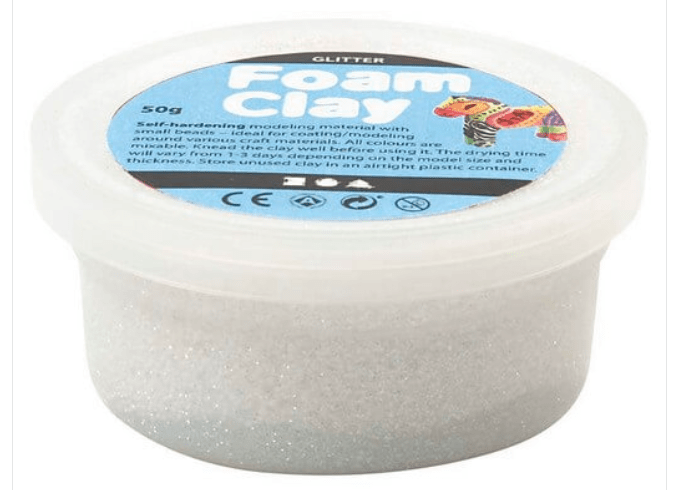 Foam Clay, white glitter, 35 g