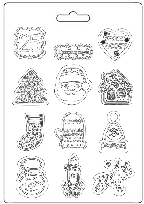 Καλούπι εύκαμπτο A5, 21×14.8cm, Stamperia, Candy Christmas, Elements